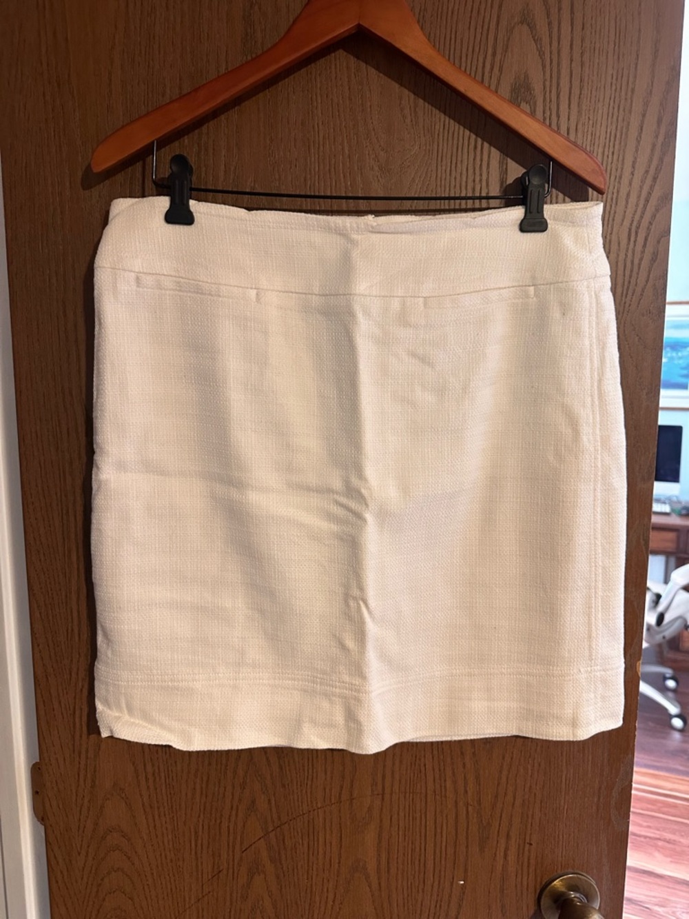 Talbots White Textured Lined Mini Skirt